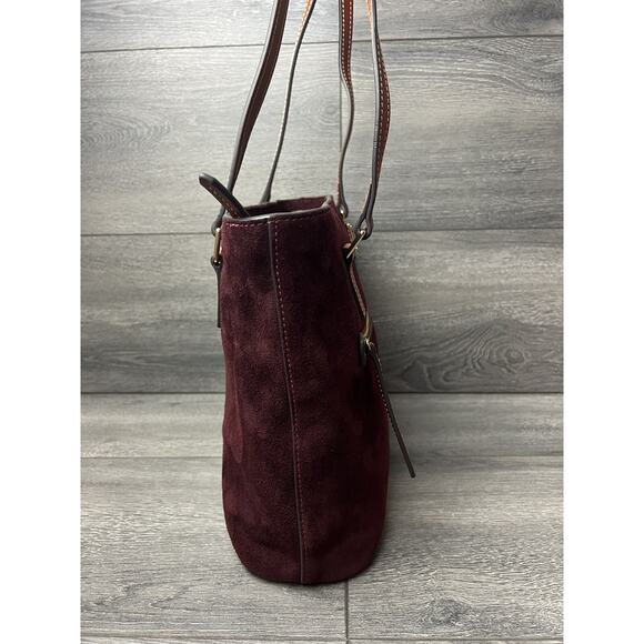 Dooney & Bourke Suede Shopper Bag wine color A384664 - Picture 4 of 6
